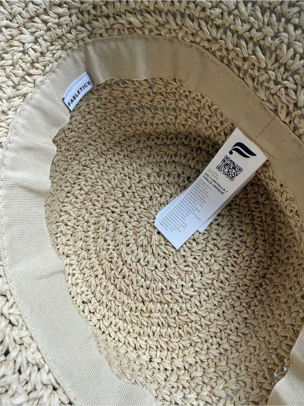 Fabletics Neutral Crochet Straw Sun Hat